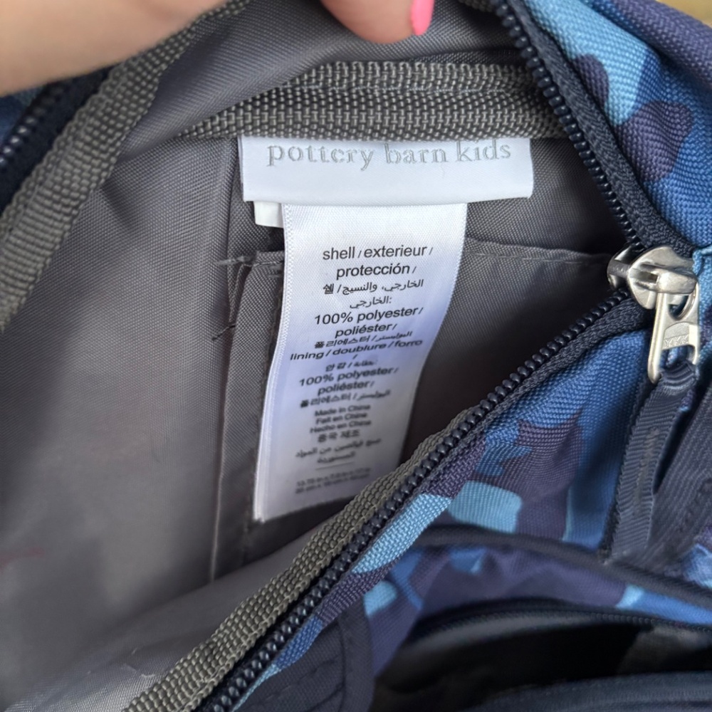 Pottery Barn Kids Blue Camo Backpack with Gray Straps - Picture 6 of 6